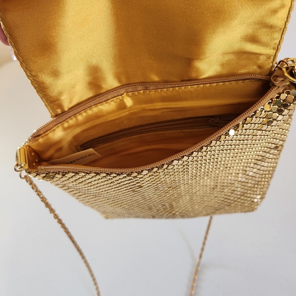 Vintage Debenhams Gold Metallic Metal Mesh Pouch Clutch Handbag Purse Party 90s - Picture 7 of 10